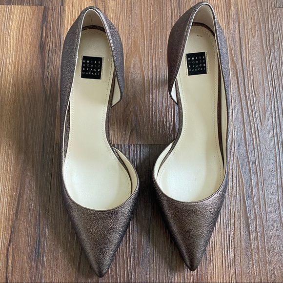 White House Black Market Shoes - WHMB gold bronze metallic chrome pumps heels